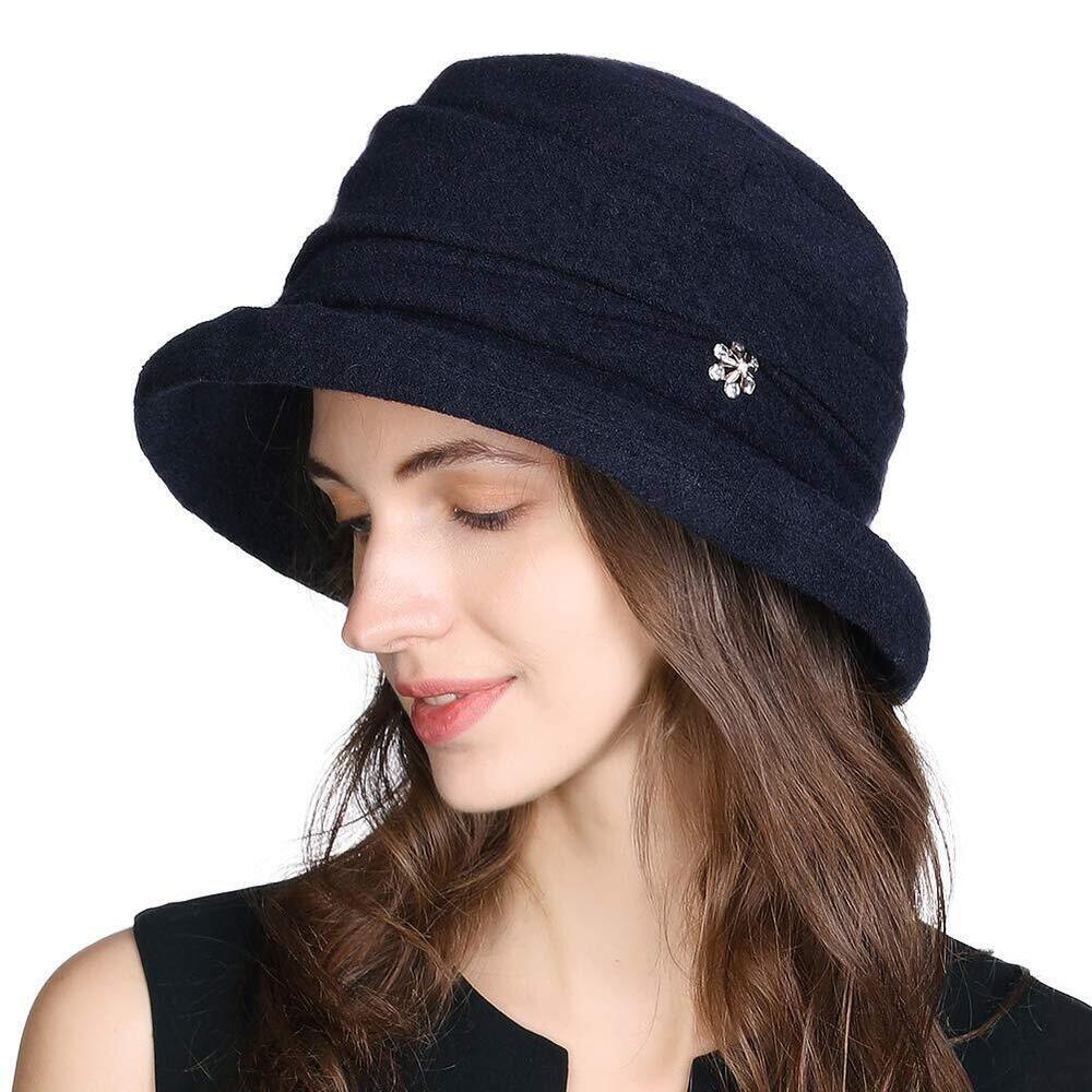 9908 Winter Cloche Bucket Hat Elegant Dress 1920s Vintage Fedora Bowler